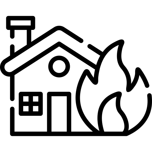 icone représentant une maison en feu
